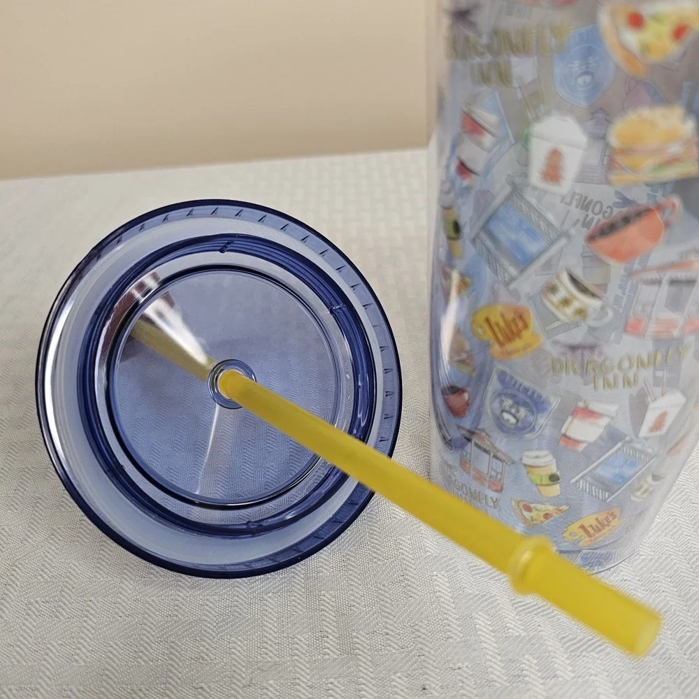 Gilmore Girls Acrylic Travel Tumbler with Straw, Lid, Luke's Straw Topper 24 oz.
